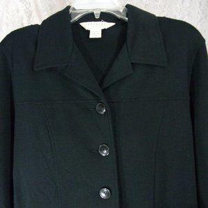 Vintage Express Tricot Knit Rich Black Jacket with Belt Size 9/10